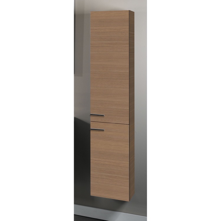 Storage Cabinet, Iotti SB05, Tall 2 Door Storage Cabinet in Natural Oak Finish